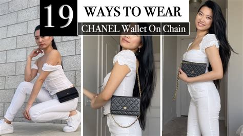 chanel wallet on a chain strap length|Chanel wallet on chain details.